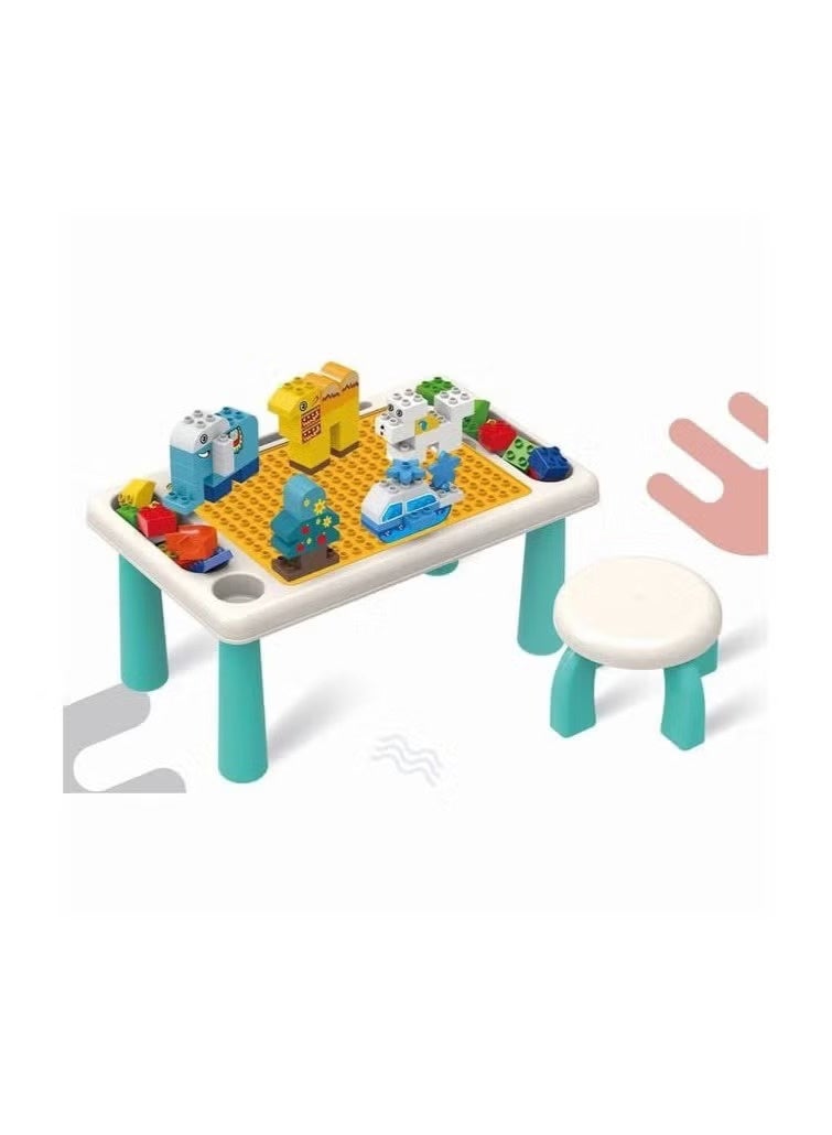 2-in-1 Kids Building Blocks Table with Chair and 75 Pieces – Educational Play Set for Creativity and Imagination - Image 2