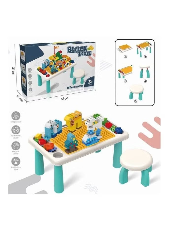 2-in-1 Kids Building Blocks Table with Chair and 75 Pieces – Educational Play Set for Creativity and Imagination - Image 3