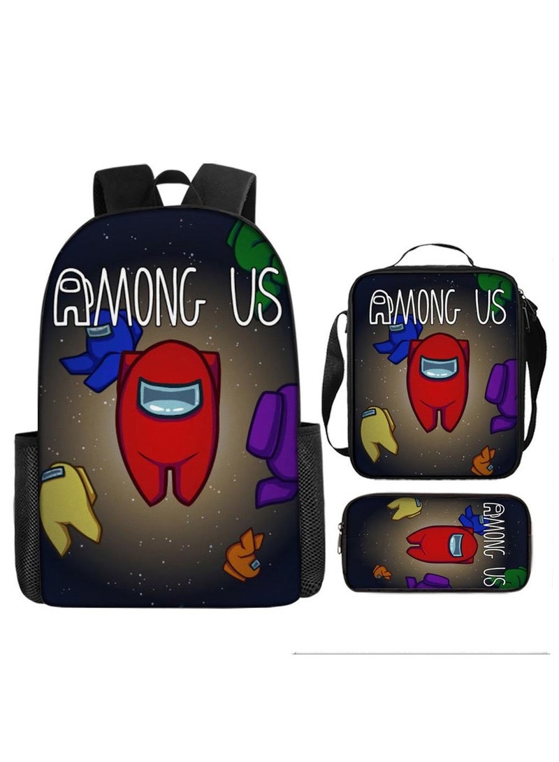 Among Us 3-Piece Among Us student backpack cartoon backpack children's backpack shoulder bag