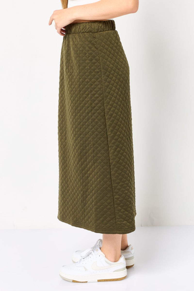 Fire & Glory Women Solid Midi Skirt, Green - Image 2