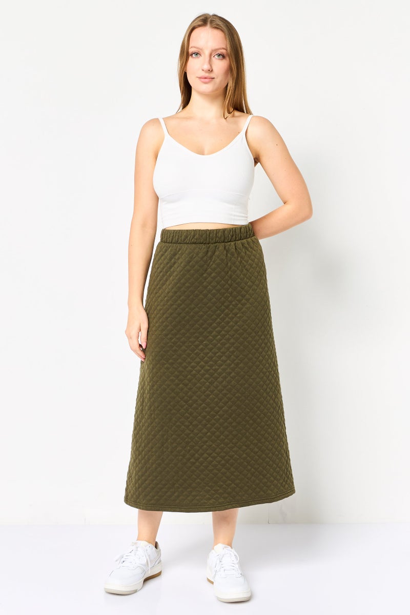 Fire & Glory Women Solid Midi Skirt, Green - Image 3