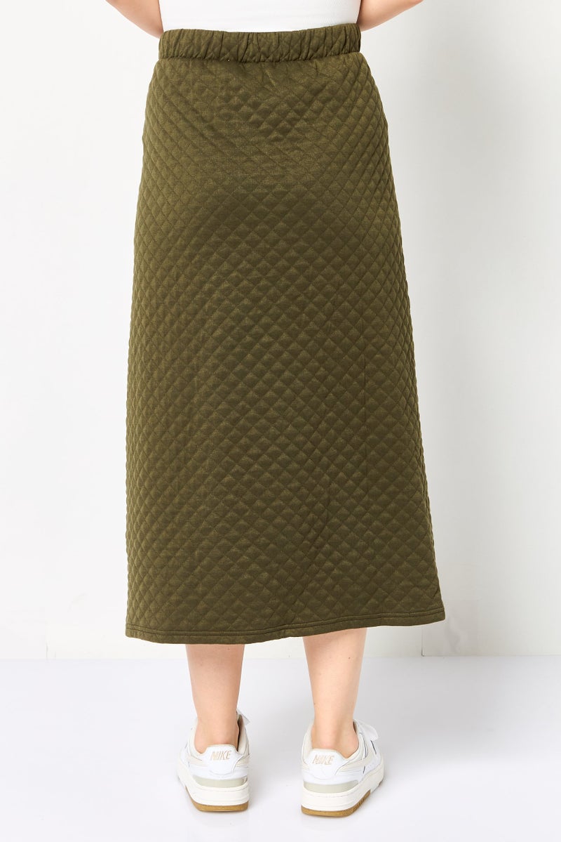 Fire & Glory Women Solid Midi Skirt, Green - Image 4