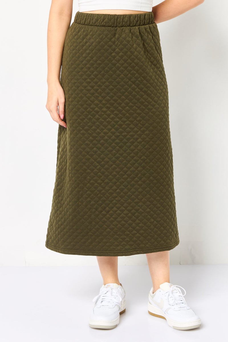 Fire & Glory Women Solid Midi Skirt, Green - Image 1