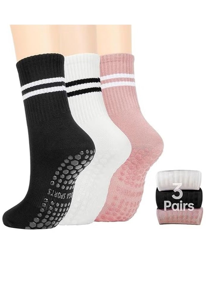 JoyousSto 3 Pairs Yoga Socks For Women，Non Slip Socks Pilates Socks For Yoga,Pilates， Ballet, Dance, Workout  - Image 1