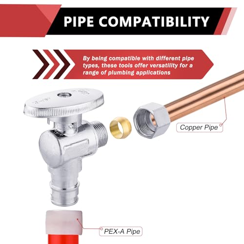 EFIELD 20 PCS EFIELD Stop Valve Pex-a 1/4 Turn Angle 3/8" OD Compression X 1/2" Expansion (F1960), Chrome Plated Brass,(VALVE094-20PCS) - Image 4