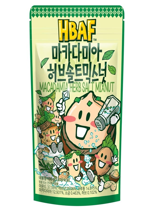 HBAF Macadamia Herb Salt Mixed Nuts – Premium Blend of Macadamia, Almonds, Cashews & Crunchy Croutons, Savory & Nutty Snack, 190g (6.7oz) - Image 1