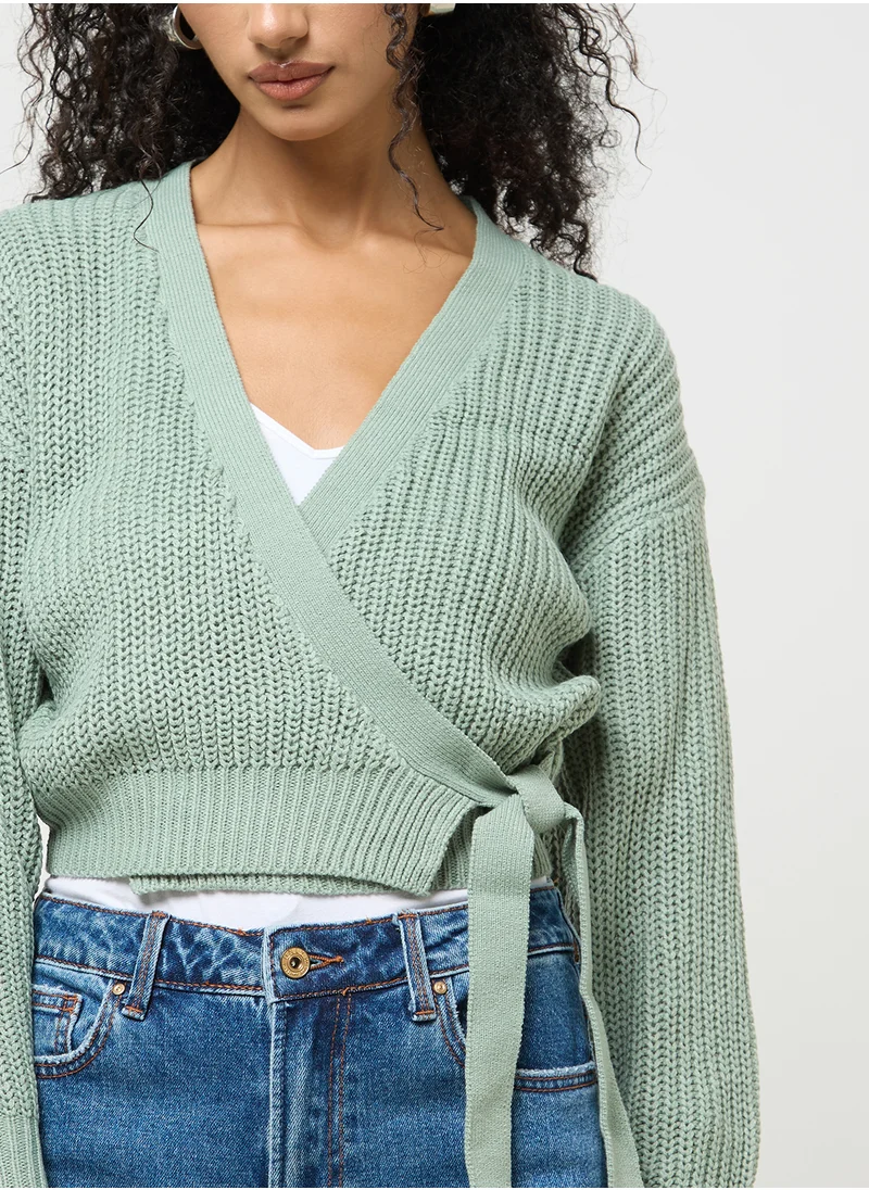 ONLY Tie Waist Wrap Front Cardigan