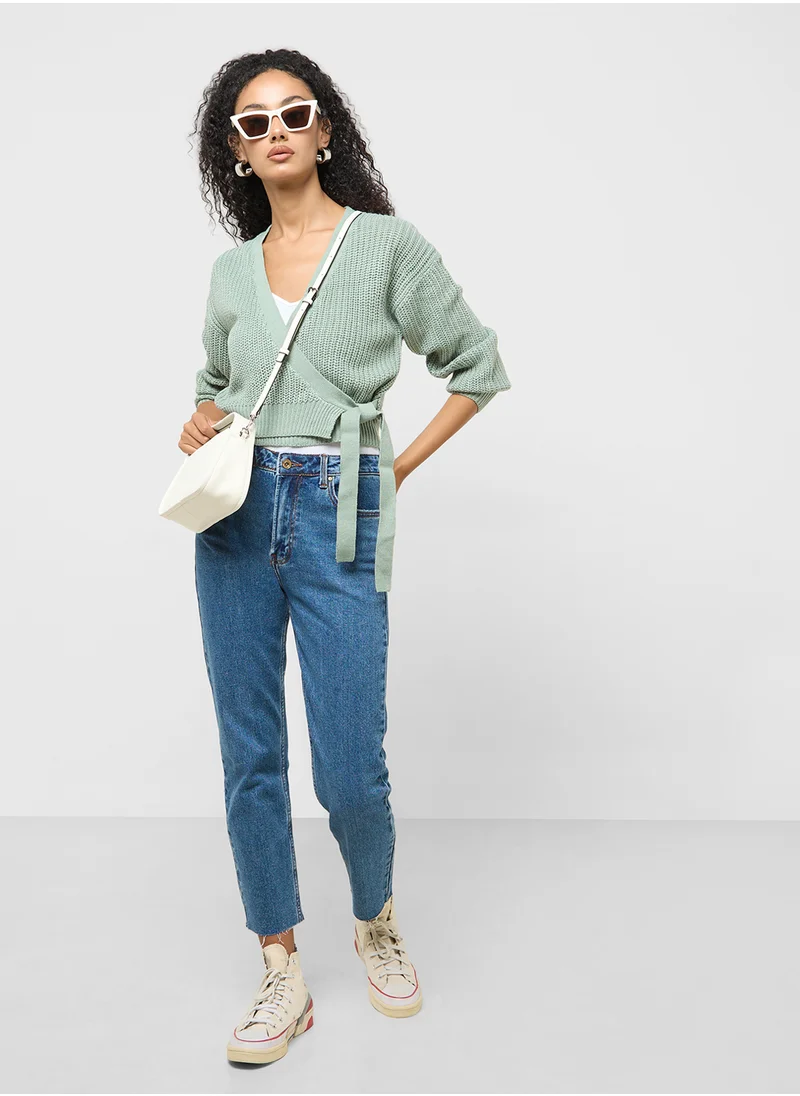 ONLY Tie Waist Wrap Front Cardigan