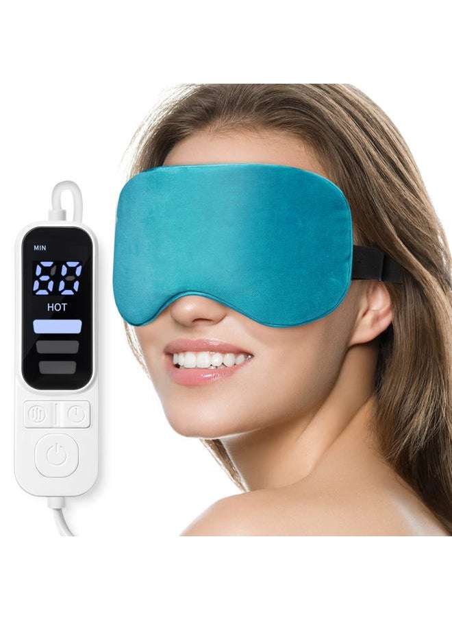 Ezona Heated Eye Mask, Warm Eye Compress Mask for Dry Eyes, USB Electric Eye Heating Pad with Temperature & Timer Control, Dry Eye Mask for Dry Eyes Blepharitis Sinus Migraine Stye MGD Puffiness Blue  - Image 1