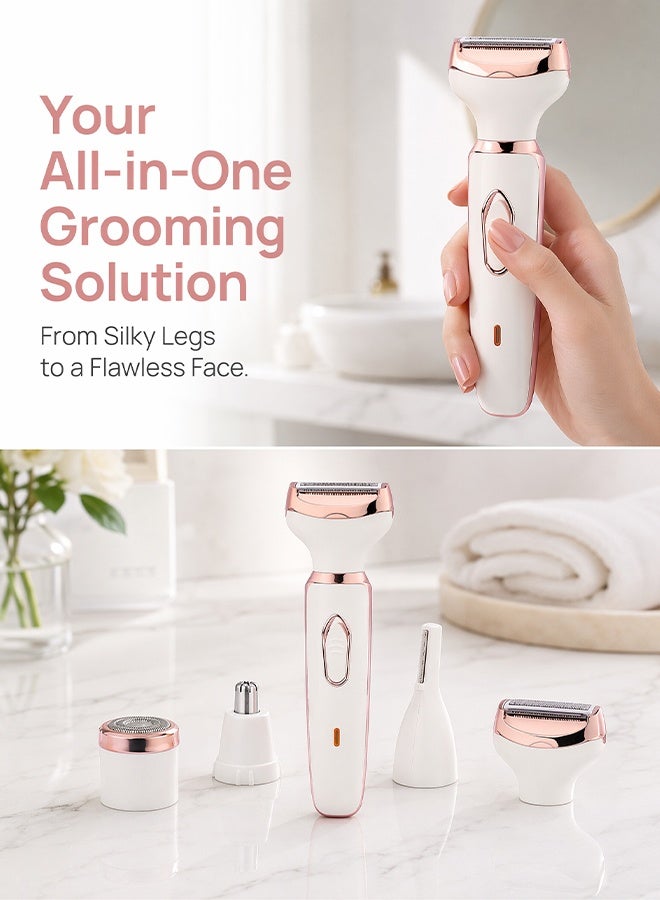 SUCITY 4 in 1 Women Shaver, Electric Nose Trimmer, Eyebrow Trimmer, Body Hair Remover, Portable Facial Shaver, USB Rechargeable Epilator for Face, Armpit, Nose and Body - Image 4