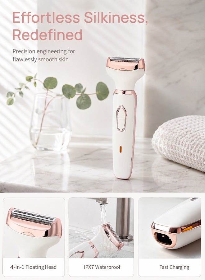 SUCITY 4 in 1 Women Shaver, Electric Nose Trimmer, Eyebrow Trimmer, Body Hair Remover, Portable Facial Shaver, USB Rechargeable Epilator for Face, Armpit, Nose and Body - Image 2