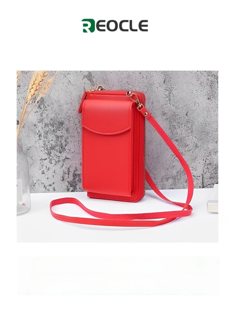 REOCLE Women's Crossbody Bag Leather Cell Phone Purse Wallet Clutch Wallet with Credit Card Slots & Large Capacity Multifunctional Shoulder Bag 
