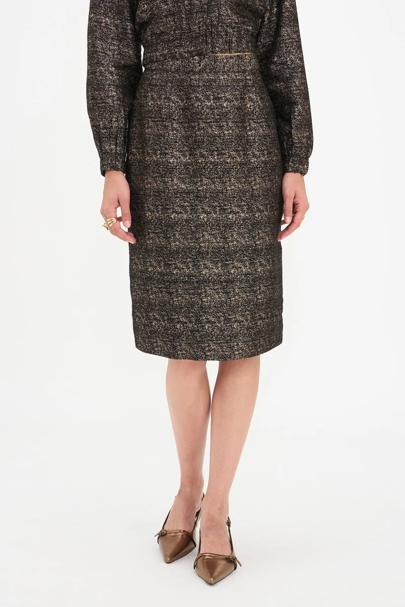 فيرجيو Self Design Viscose Pencil Midi Skirt for Women