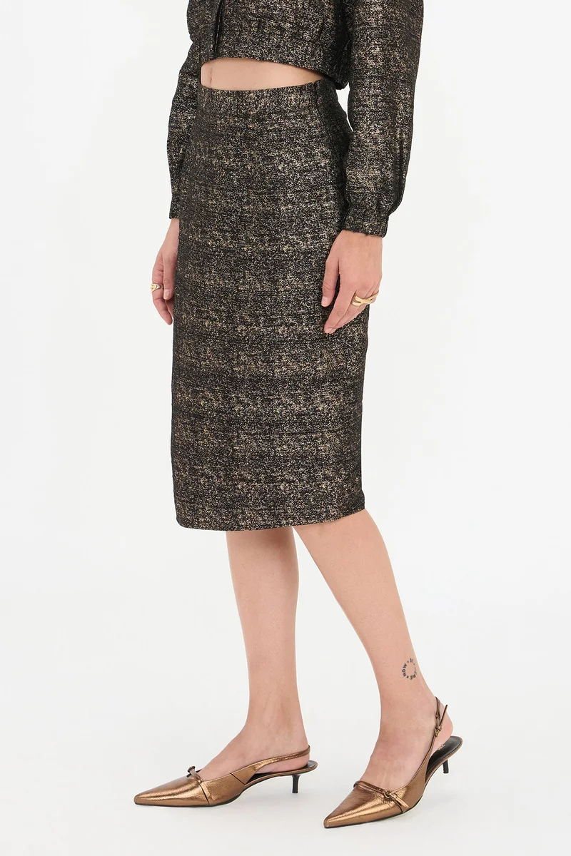 Virgio  Self Design Viscose Pencil Midi Skirt for Women for Women | Best Price UAE