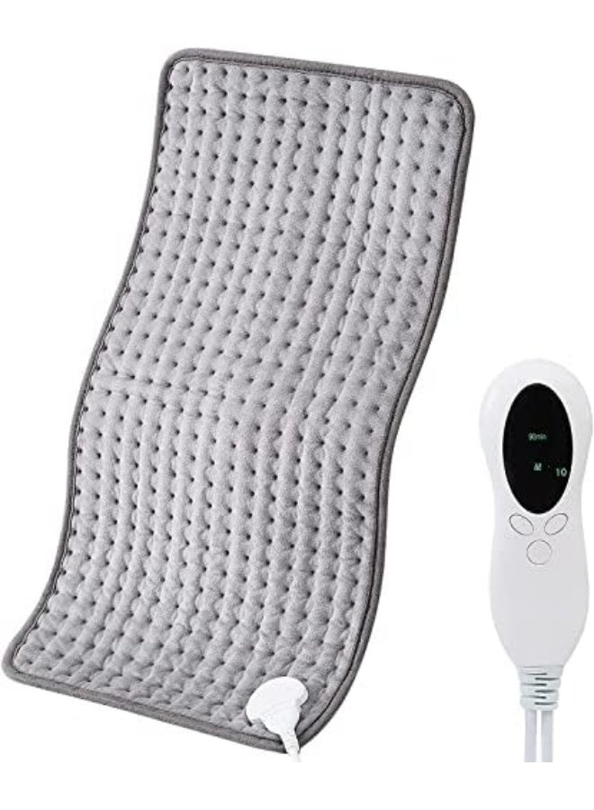 Heating Pad, Electric Heating Pads- Hot Heated Pad for Back Pain 10 Temperature Settings and 3 Timing Settings Dry & Moist Heat Option - Auto Shut Off Function 30 x 60 cm (Grey) - Image 1