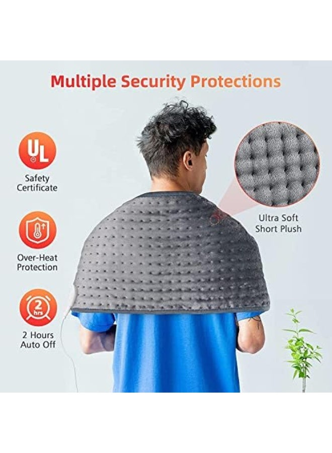 Heating Pad, Electric Heating Pads- Hot Heated Pad for Back Pain 10 Temperature Settings and 3 Timing Settings Dry & Moist Heat Option - Auto Shut Off Function 30 x 60 cm (Grey) - Image 4