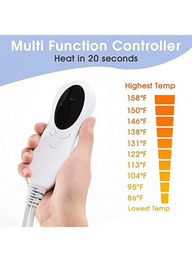 Heating Pad, Electric Heating Pads- Hot Heated Pad for Back Pain 10 Temperature Settings and 3 Timing Settings Dry & Moist Heat Option - Auto Shut Off Function 30 x 60 cm (Grey) - Image 3