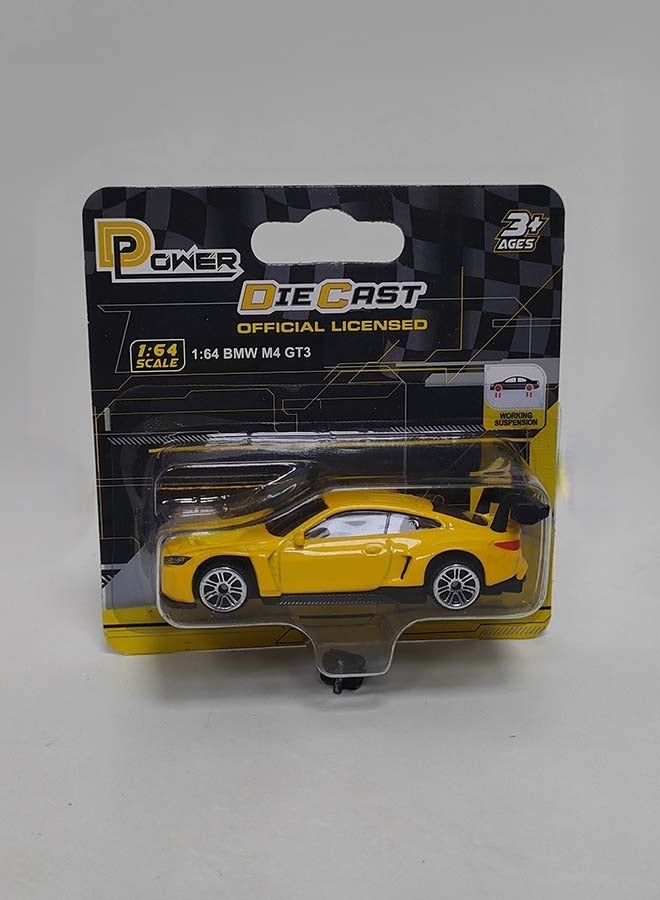 Bmw M4 Gt3  Yellow | Diecast Replica, Ultimate Collector'S Item, Race Cars | Toy Vehicles, Metal Toy Car Model  Pull Back Collection | Size  1:64, For Kids 3+ - Image 2