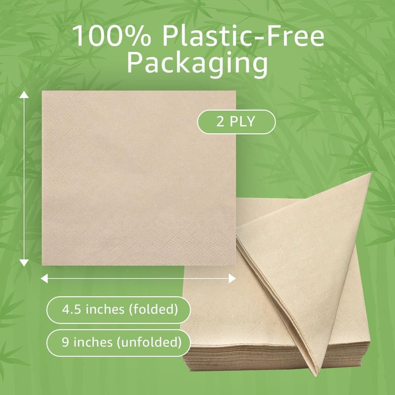 ibambo Jenvita 100% Bamboo Wedding Cocktail Napkins Disposable (250 Pack) | 2-Ply FSC Certified | Compostable Bar Napkins for Party, Home or Commercial Use | 4.5 x 4.5 Inch Folded | Ideal for Serving Drinks - Image 4