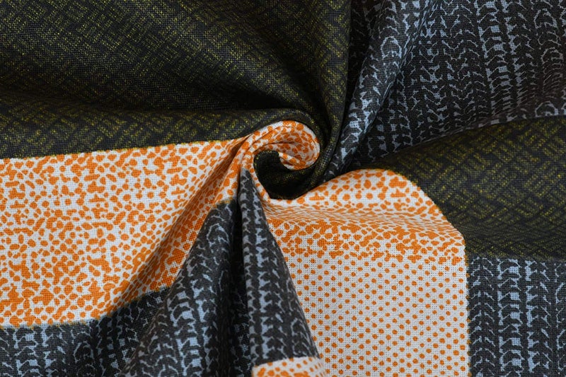 DECOMIZER XL Diwan Set 100 Pure Cotton Designer 1 60 X 90 in Bedsheet5 16x16 in Cushion Covers and 2 Booster Covers 8 PCS Set Diwan Set125 Design Orange and Grey - Image 2