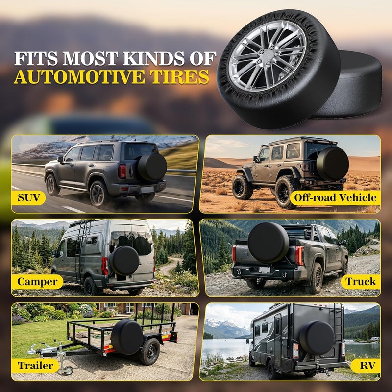 Moonet 30-32 inch Spare Tire Cover Thickening Leather Universal Fit for Jeep, Trailer, RV, SUV, Truck, Tough Tire Wheel Soft Cover (Fits Entire Wheel Size 30-32 inch) - Image 3
