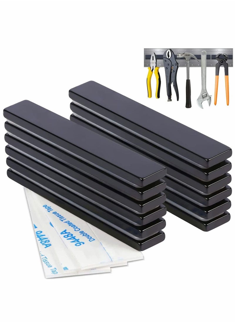 SYOSI Waterproof Powerful Neodymium Bar Magnets Strong Rare Earth with Epoxy Coating and Double-Sided Adhesive for Fridge Scientific Shower Door Office etc, 60x10x3mm 12 Pack  - Image 1