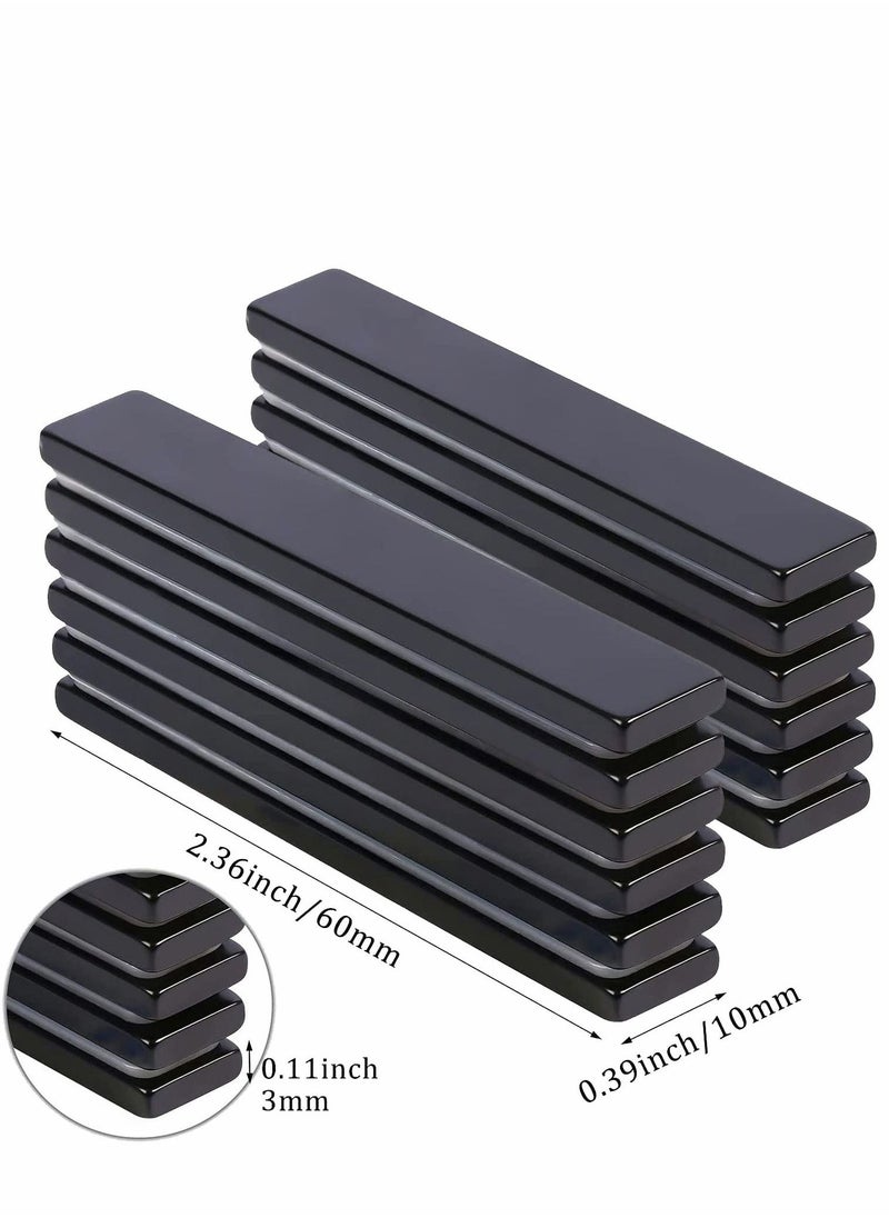 SYOSI Waterproof Powerful Neodymium Bar Magnets Strong Rare Earth with Epoxy Coating and Double-Sided Adhesive for Fridge Scientific Shower Door Office etc, 60x10x3mm 12 Pack  - Image 2