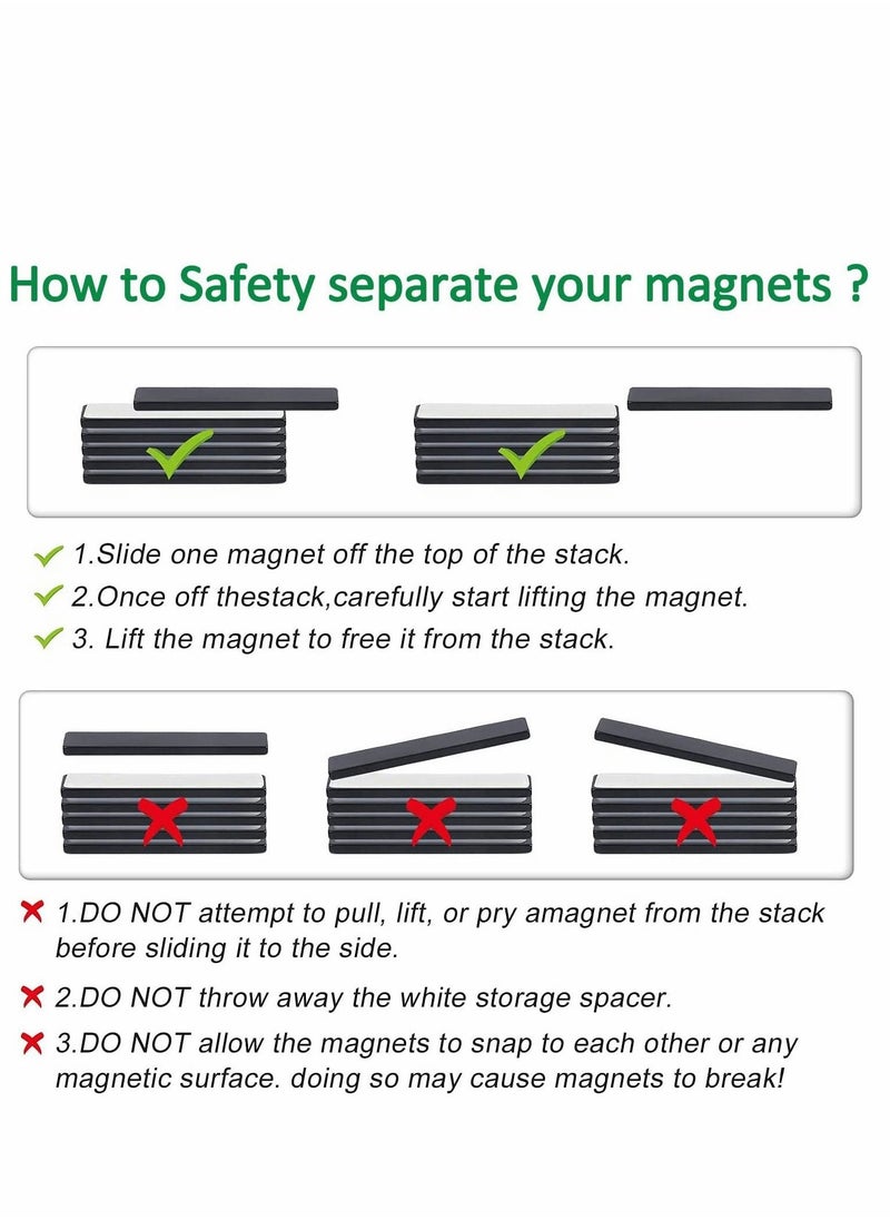 SYOSI Waterproof Powerful Neodymium Bar Magnets Strong Rare Earth with Epoxy Coating and Double-Sided Adhesive for Fridge Scientific Shower Door Office etc, 60x10x3mm 12 Pack  - Image 3