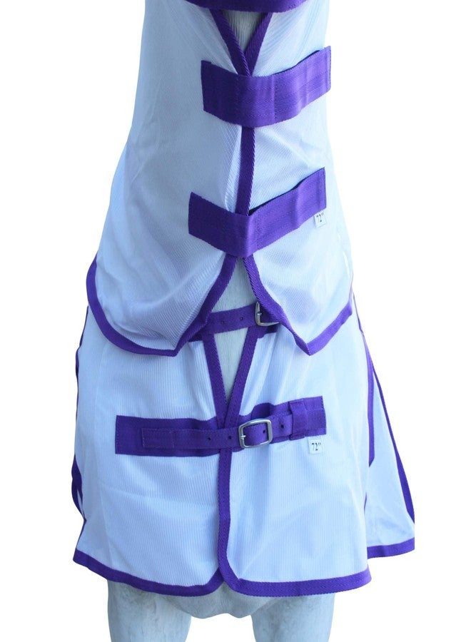 تشالنجر شرشف شبكي صيفي للخيول 78 بوصة، غطاء كامل للرقبة، غطاء للذباب، حزام للبطن، بنفسجي 73102 - Image 3