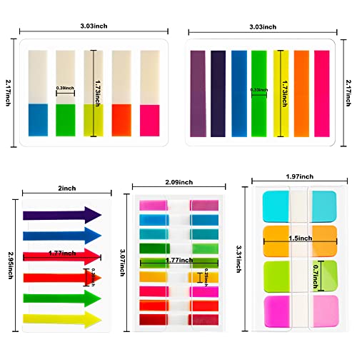 Golcellia Sticky Book Index Tabs, Page Tabs Markers, Sticky Notes Tabs 1272 Pieces(5 Styles, 31 Colors) Annotation Tabs, Book Annotation Supplies Study Pack - Image 2
