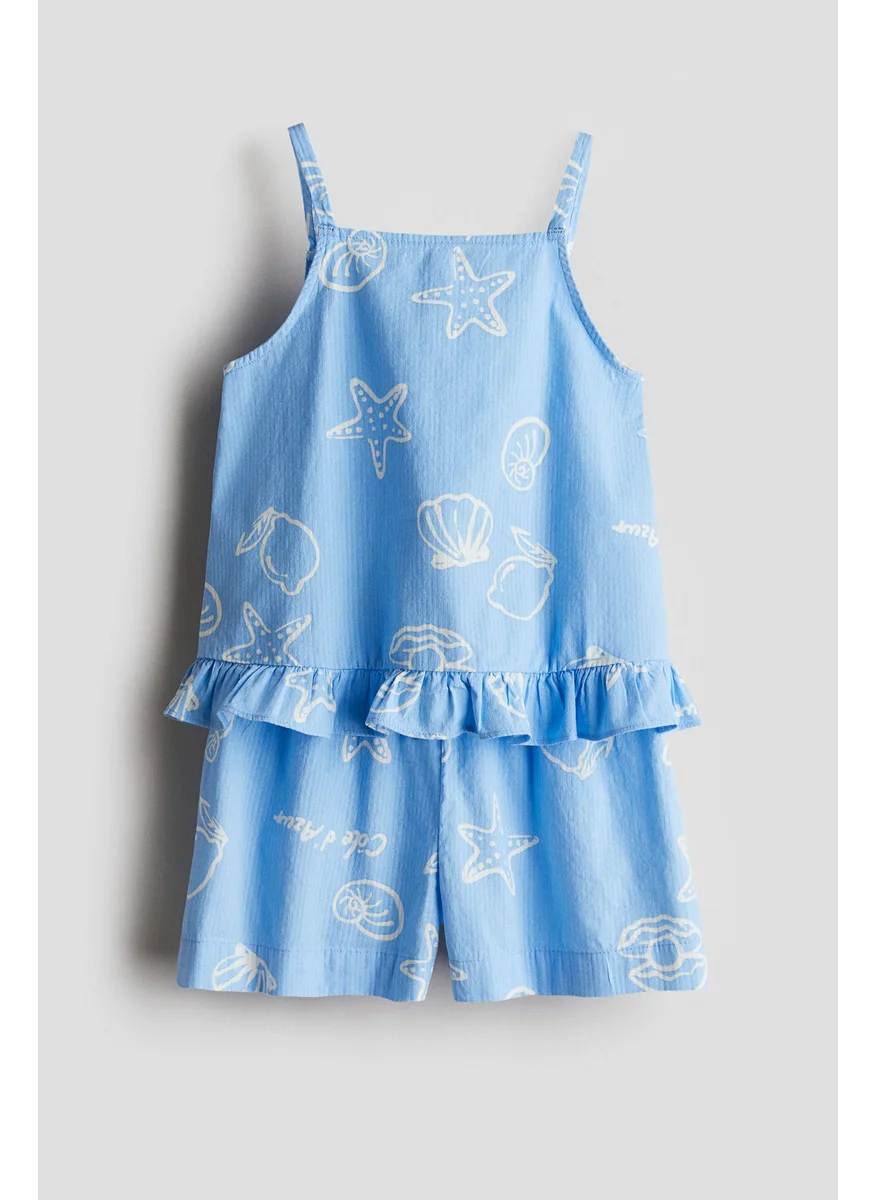 اتش اند ام 2-Piece Cotton Strappy Top And Shorts Set