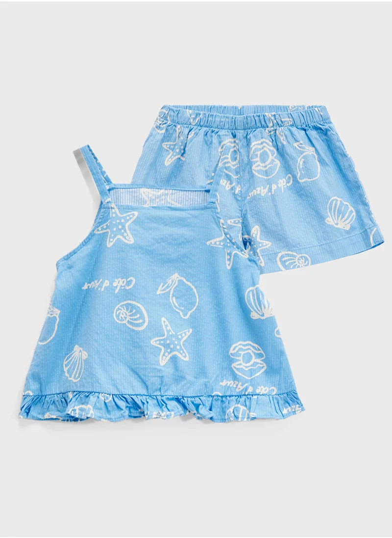 H&M 2-Piece Cotton Strappy Top And Shorts Set