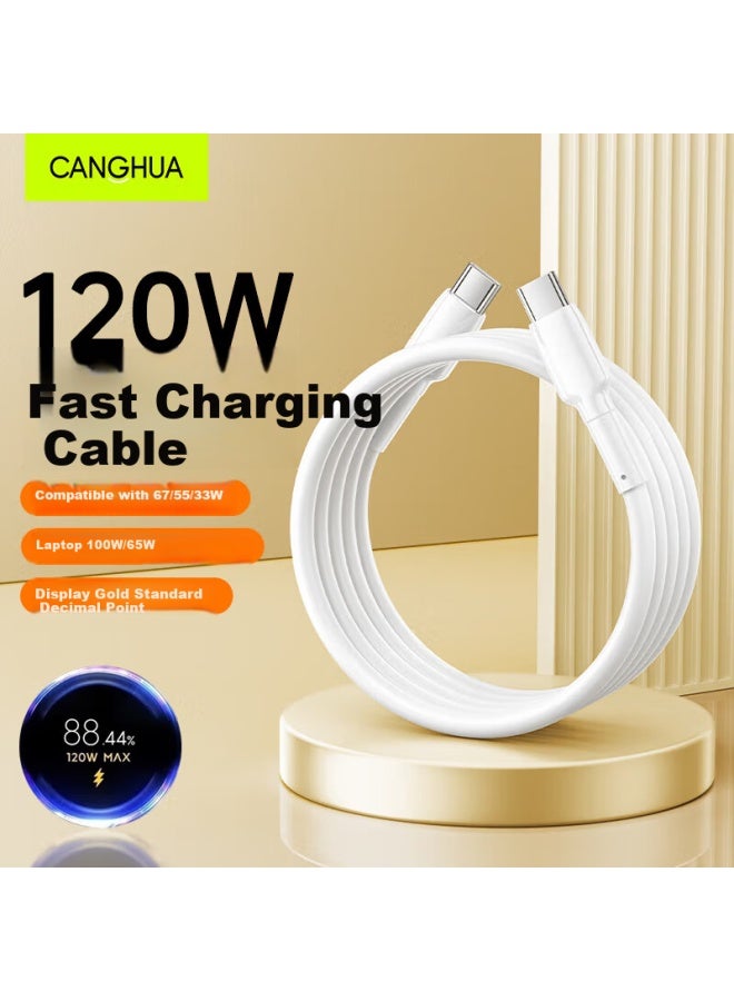 CangHua كابل بيانات مزدوج الرأس من نوع C لأجهزة لابتوب شاومي، Air/prox/14/15/redmibookpro/g، كابل طاقة 100 واط بطول 2م - Image 1