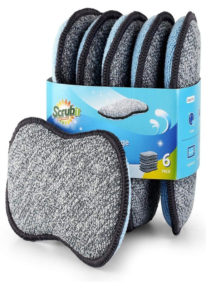SCRUBIT Multi-Purpose Sponges Kitchen by Scrub-it - Non-Scratch Microfiber sponges for Cleaning, Along with Heavy Duty Scrubbing Power - Reusable Dish Sponge for Dishes, Pots and Pans (6 Pack, Small) - Image 1