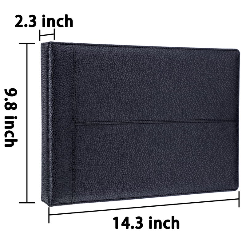 Antner 7 Ring Business Checkbook Binder for Business Checks, 600 Checks Capacity, PU Leather Check Book Binder Cover with Zipper Pouch, Executive Organizer Portfolio Holder for 9x13 Inch Sheets, Black - Image 2