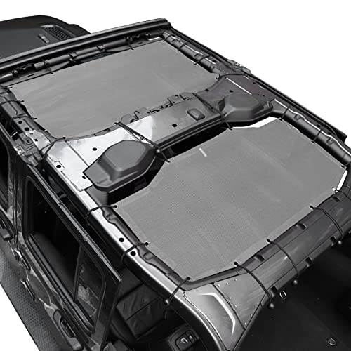 JeCar شبكة ظل الشمس JeCar JLU توفر حماية من أشعة الشمس فوق البنفسجية ملحقات خارجية متوافقة مع جيب رانجلر 2018-2023 JL Unlimited 4 أبواب أمامية وخلفية، رمادي - Image 1