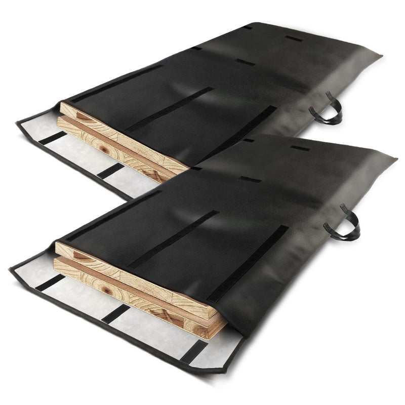 ROSROSE Table Leaf Storage Bag Padded 2 Pack Heavy Duty Dining Table Leaf Bag wAdjustable SelfAdhesive Strap 51x 28in Extra Thick Flannel Backing Table Leaf Cover Fit 48x24in Leaves Black