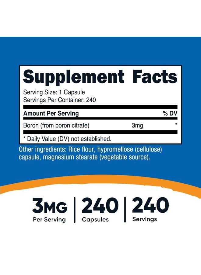 Nutricost Boron 3mg Supplement, 240 Vegetarian Capsules - Gluten Free and Non-GMO - Image 2