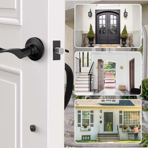 Haidms Front Door Handle Black, Entry&Exterior Door Handles and Reversible Handle Lever,Single Cylinder Door Handle Set with Lower Half Lever for Left and Right Hand Door, Matte Black - Image 5