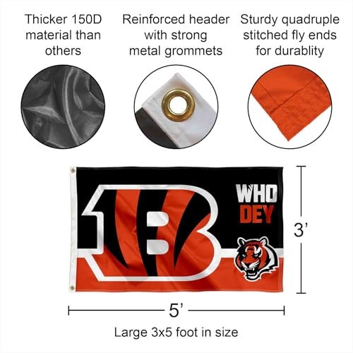 WinCraft Cincinnati Bengals Who Dey Flag Outdoor Indoor 3x5 Foot Banner - Image 3