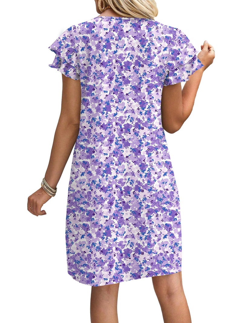 OFEEFAN Purple Lavender Dress Womens Dresses 2026 Spring Summer Sundresses Boho Floral Clothes Hawaiian Casual Outfits Print 05 M - Image 4