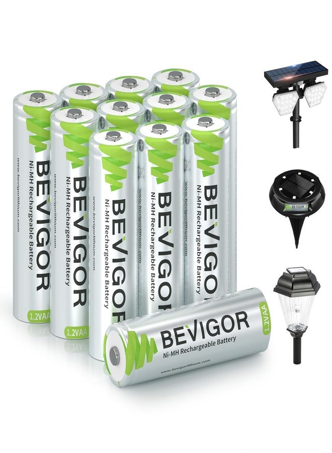 BEVIGOR - AA Rechargeable Batteries for Solar Lights, 12 Pack - Image 1