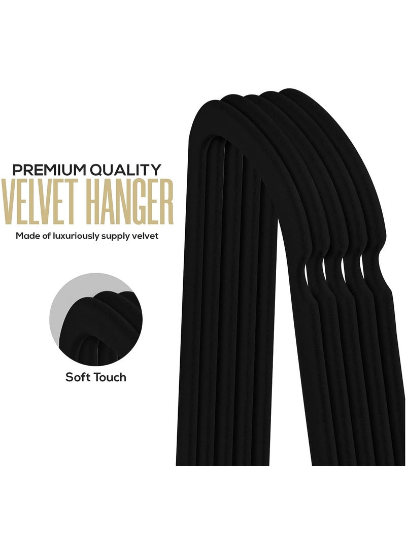 CityRiya-Long Hangers 20 Pack Coat Hanger Premium Suit Hangers for Men Women Robe Hangers Heavy Duty Clothing Hangers Pants Hanger Set Black Clothes Hangers with 360° Rotatable Hook & Shoulder Grooves - Image 2