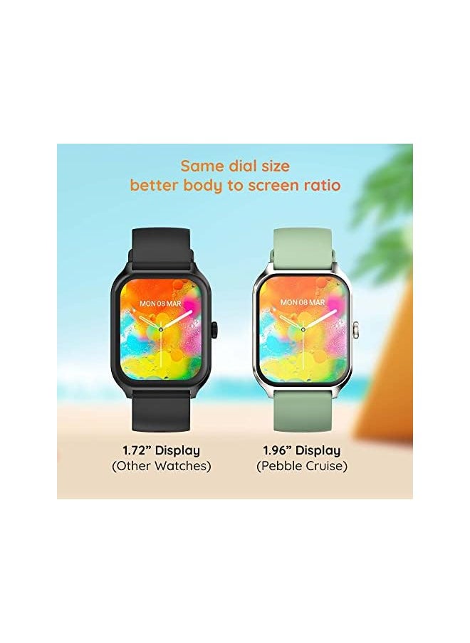 Pebble Cruise Smart Watches for men | women with Infinite Display, Fitness tracker with Bluetooth Calling,Steps tracking,heart rate monitor, AI Voice Assistant,Health monitor Smartwatch-MINT GREEN