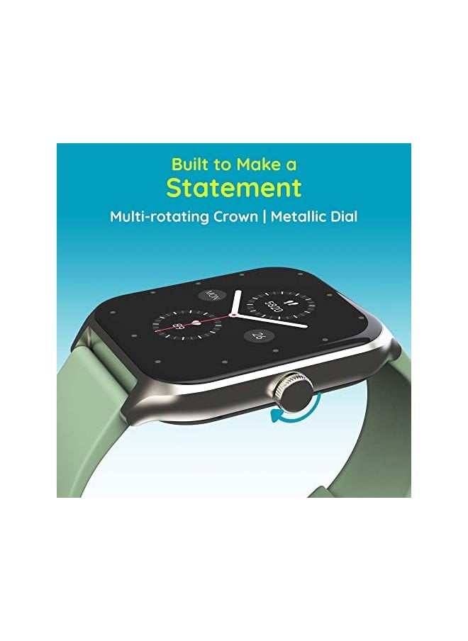 Pebble Cruise Smart Watches for men | women with Infinite Display, Fitness tracker with Bluetooth Calling,Steps tracking,heart rate monitor, AI Voice Assistant,Health monitor Smartwatch-MINT GREEN