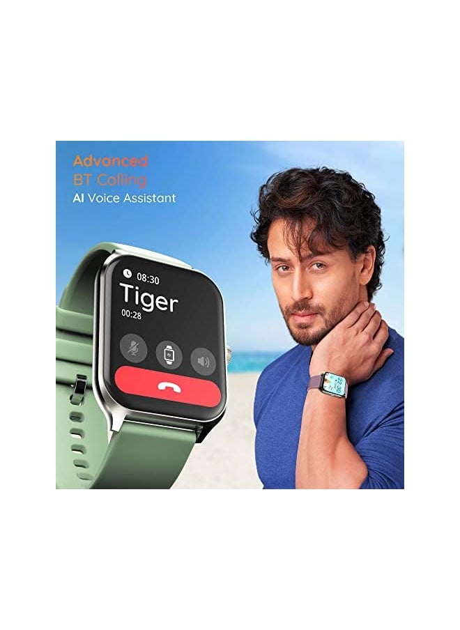 Pebble Cruise Smart Watches for men | women with Infinite Display, Fitness tracker with Bluetooth Calling,Steps tracking,heart rate monitor, AI Voice Assistant,Health monitor Smartwatch-MINT GREEN