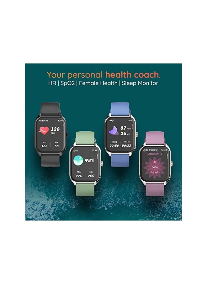 Pebble Cruise Smart Watches for men | women with Infinite Display, Fitness tracker with Bluetooth Calling,Steps tracking,heart rate monitor, AI Voice Assistant,Health monitor Smartwatch-MINT GREEN