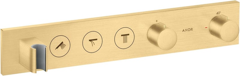 AXOR صنبور دش AXOR سوليوشنز الحديثة 21 بوصة عريض مع صمام دش حراري مع محول بلون ذهب مصقول 18356251