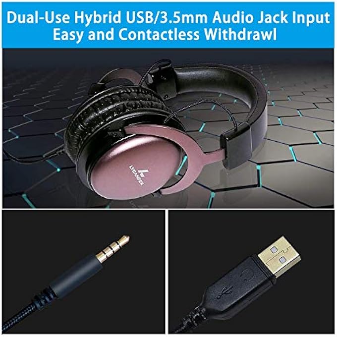 rayihni LYCANDER USB HEADSET WITH DETACHABLE MICROPHONE, HYBRID 3.5MM AUDIO JACK & USB INPUT, STURDY METAL BUILD, WIDE COMPATIBILITY - SUITABLE FOR CONFERENCE CALLS, MUSIC, MOVIES AND GAMING - Image 2