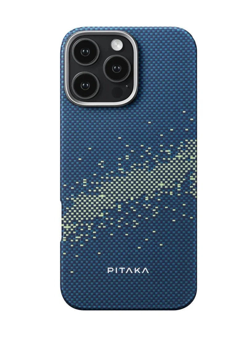 PITAKA Tactile Woven Ultra Slim Case for iPhone 16 Pro with Raised Camera Lip / Woven Touch / Compatible with MagSafe / Drop and Damage Protection - Milky Way Galaxy